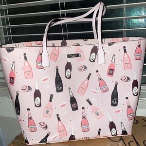Kate Spade Pink Tote Bag with Bottle Print
